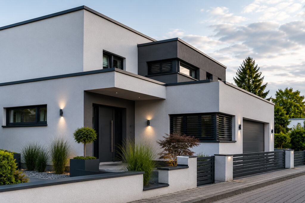 Modernes Wohnhaus mit hochwertiger Fassadengestaltung und minimalistischer Architektur